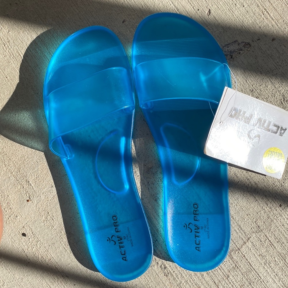 Blue jelly sandals